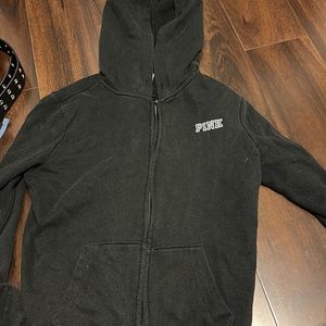 Pink brand black zip up jacket